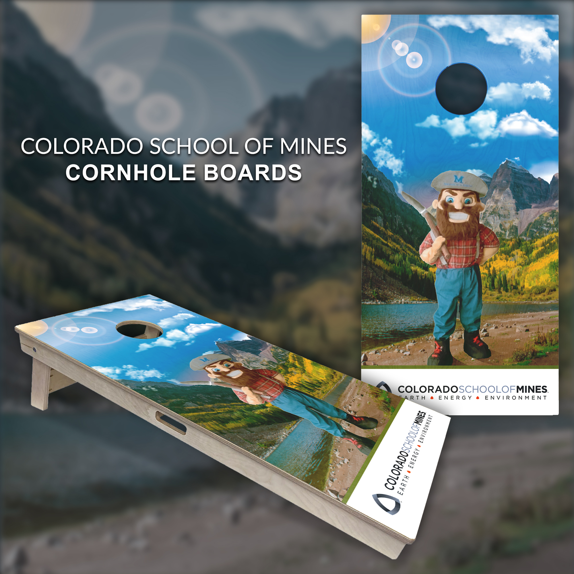 Colorado School of Mines - Marvin The Miner - Cornhole Boards
